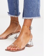 Hopeful block heeled sandals in clear and rose gold