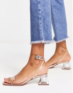 Hopeful block heeled sandals in clear and rose gold
