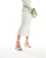 Wide Fit Hotel barely there block heeled sandals in ivory