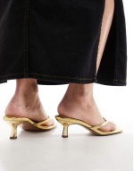 Heatwave toe thong kitten heeled sandals in gold