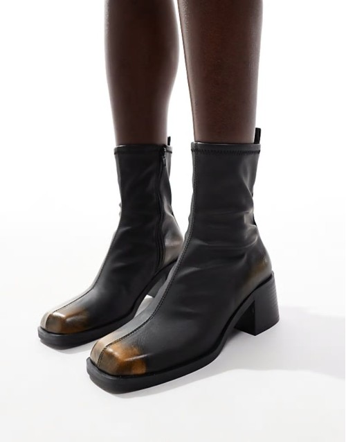 Ranger smart mid-heel boots in brown burnish