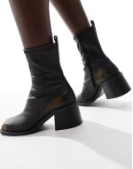 Ranger smart mid-heel boots in brown burnish