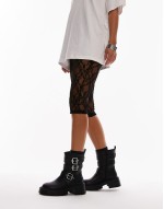 Wide Fit Luke chunky biker boots with buckle detail in black