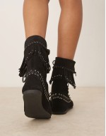 Anais fringe ankle boots in black suede