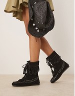 Anais fringe ankle boots in black suede