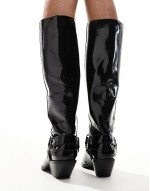 knee high western boot in black