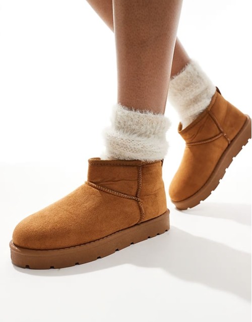 cosy mini ankle boots in tan