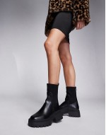 Simmi London Wide Fit Malakai Sock Ankle boot in Black