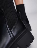 Simmi London Wide Fit Malakai Sock Ankle boot in Black