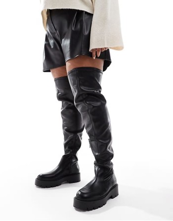 Curve Kristen chunky over the knee boot in black