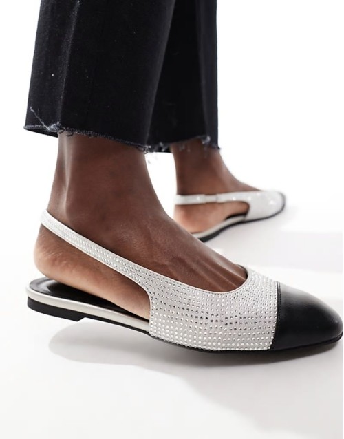 Bella sling back ballet in silver