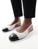 Bella sling back ballet in silver