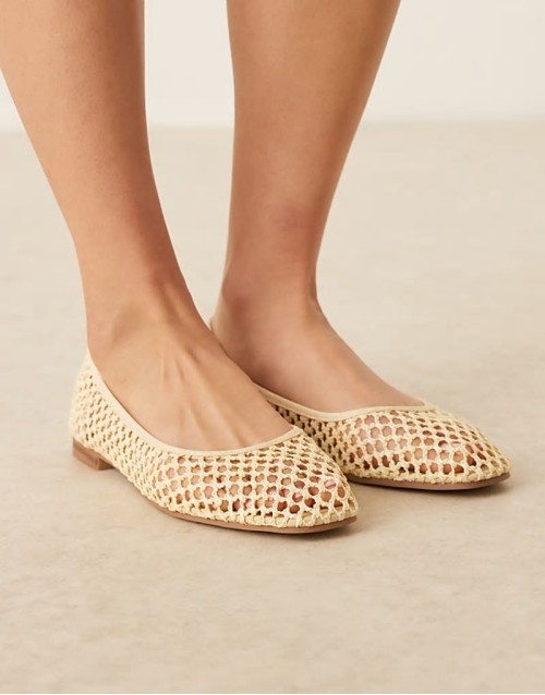 Wide Fit Lagoon weave ballet shoes in yellow