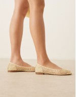 Wide Fit Lagoon weave ballet shoes in yellow