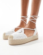 crochet flat espadrilles in cream