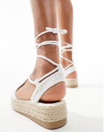 crochet flat espadrilles in cream