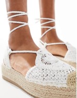 crochet flat espadrilles in cream