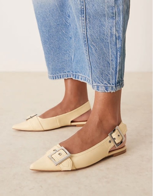 Wide Fit Legion buckle ballet in yellow