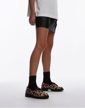 Sie-nna boat shoes in leopard print hairy leather