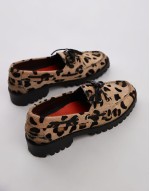 Sie-nna boat shoes in leopard print hairy leather