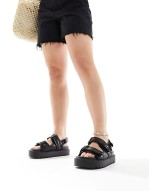 Wide Fit Forecast sporty dad sandals in black