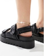 Wide Fit Forecast sporty dad sandals in black