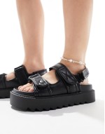 Wide Fit Forecast sporty dad sandals in black
