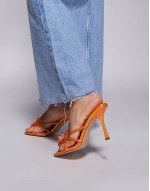 Simmi London Manaia 3D floral high heeled sandals in orange