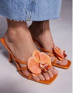Simmi London Manaia 3D floral high heeled sandals in orange