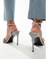 Noir buckle detail high heeled sandal in denim